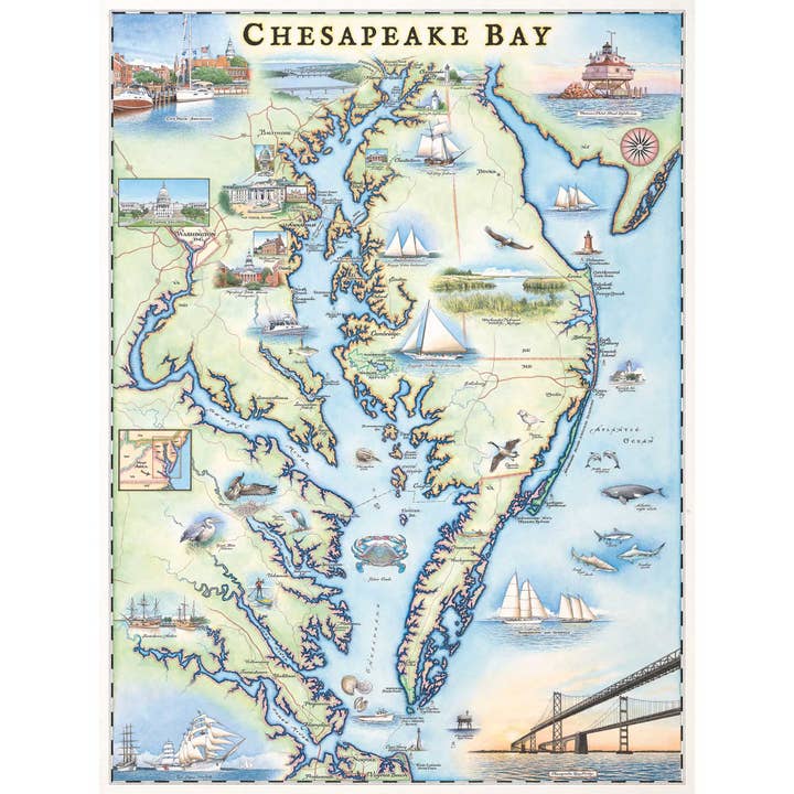 Chesapeake Bay Mini Map for wholesale by XPLORER MAPS