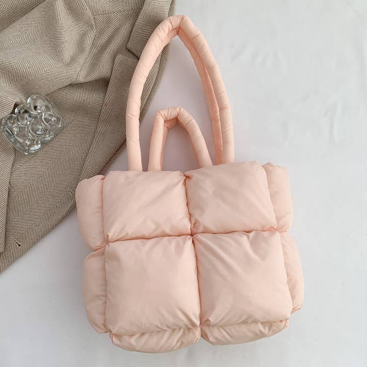 Dipped Shop - Wholesale Tote Bag - Women's - Simple Puffer Tote Bag Solid Color Soft Handbag DP8091