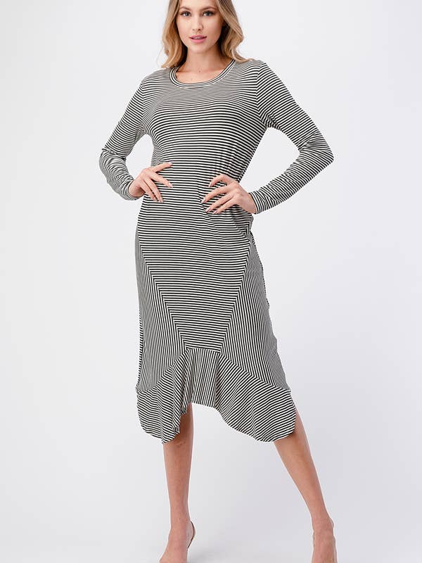 miroh - Wholesale Dress - Women's - Striped Midi Dress