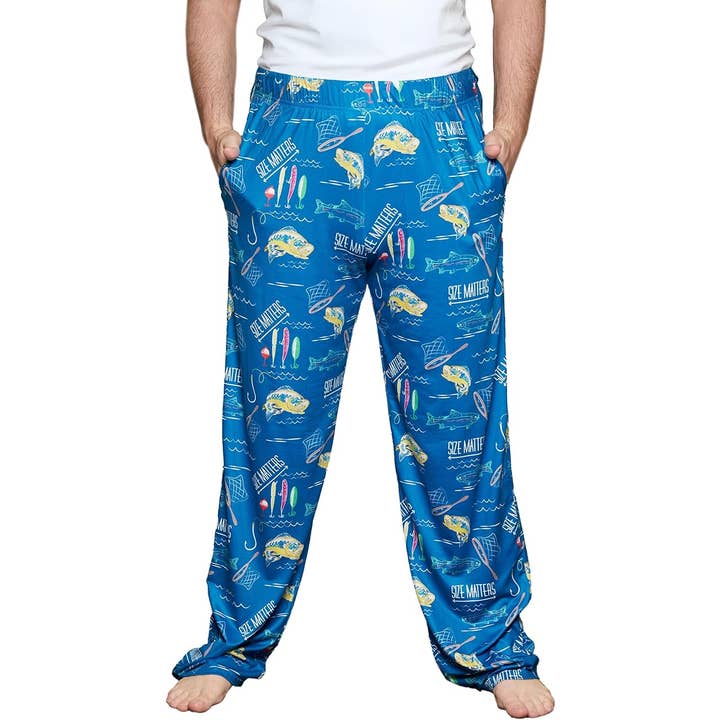 Funky Junque – calças de pijama - Homem por atacado – Calças de Pijama Masculinas - Size Matters (Pesca) - Azul2