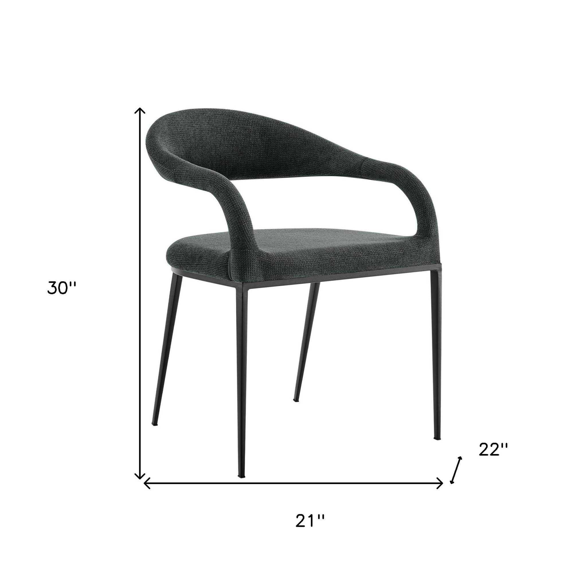 HomeRoots - Wholesale Chair - Set of Two Gray And Black Upholstered Polyester Open Back Dining Arm Chairs2