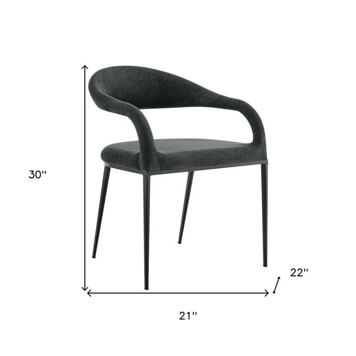 HomeRoots - Wholesale Chair - Set of Two Gray And Black Upholstered Polyester Open Back Dining Arm Chairs2