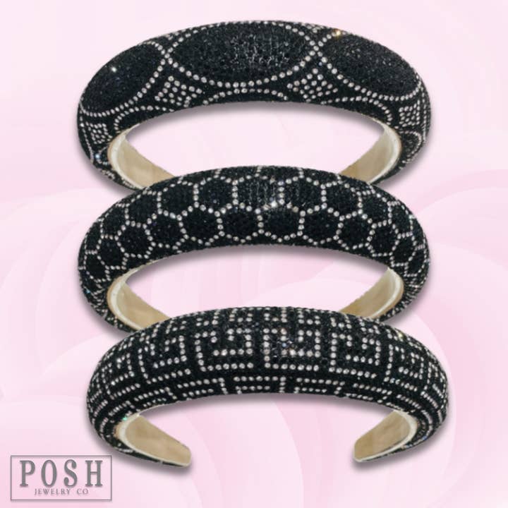 Bandeau luxueux à motif avec strass - LC pour la vente par Pink Panache Brands