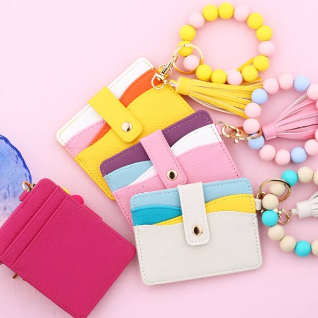 Silicone Beaded Bracelet Card Holder & Case, Key Chain for wholesale by Hatzzi