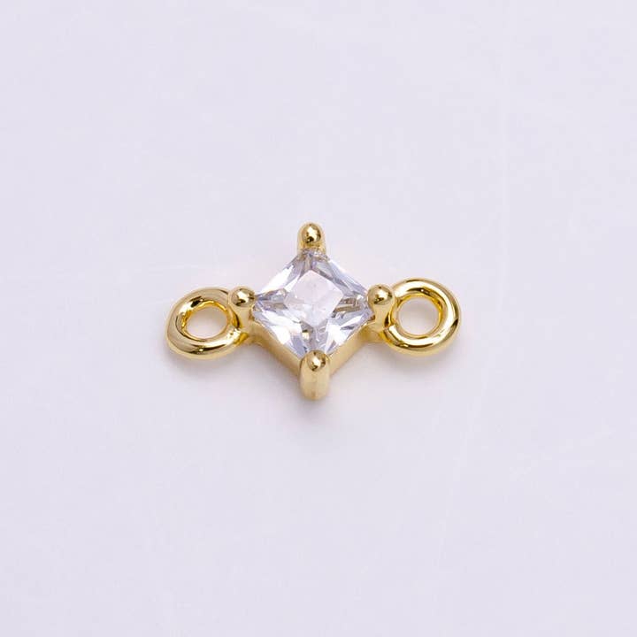 16K Gold Filled 16.5mm Clear Rhombus CZ Link Connector | Y-753 for wholesale by Aim Eternal