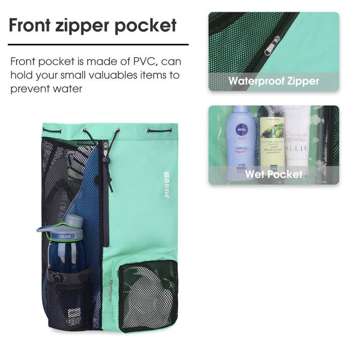 wandf - Wholesale Beach bag - WANDF Mesh Drawstring Backpack with Wet Pocket Beach Bag106