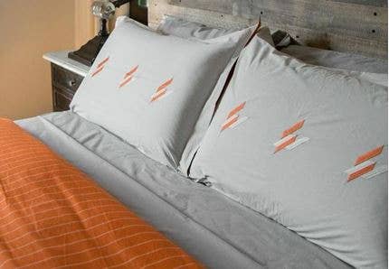 Lt Grey Orange Vertical Stripe Duvet Cover for wholesale on Faire2