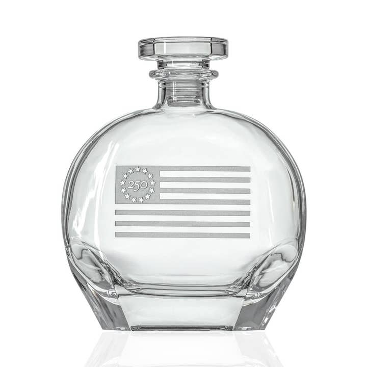 America250™ Betsy Ross Flag 23oz Whiskey Decanter for wholesale by Rolf Glass