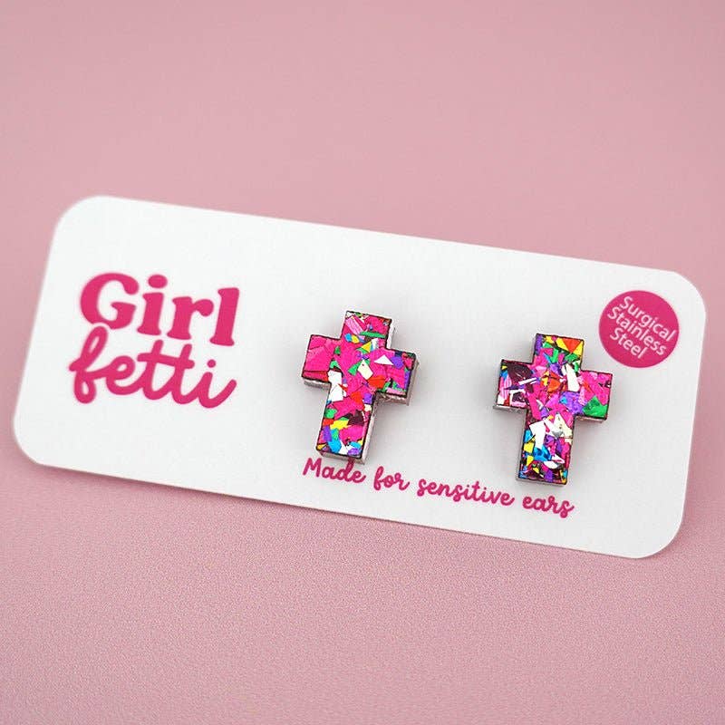 Girlfetti - Wholesale Stud/Post Earrings - Christian Easter Cross Acrylic Stud Earrings1