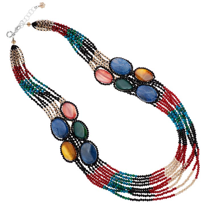 Necklace With Malachite Agate Crystals And Beads for wholesale by Ottaviani