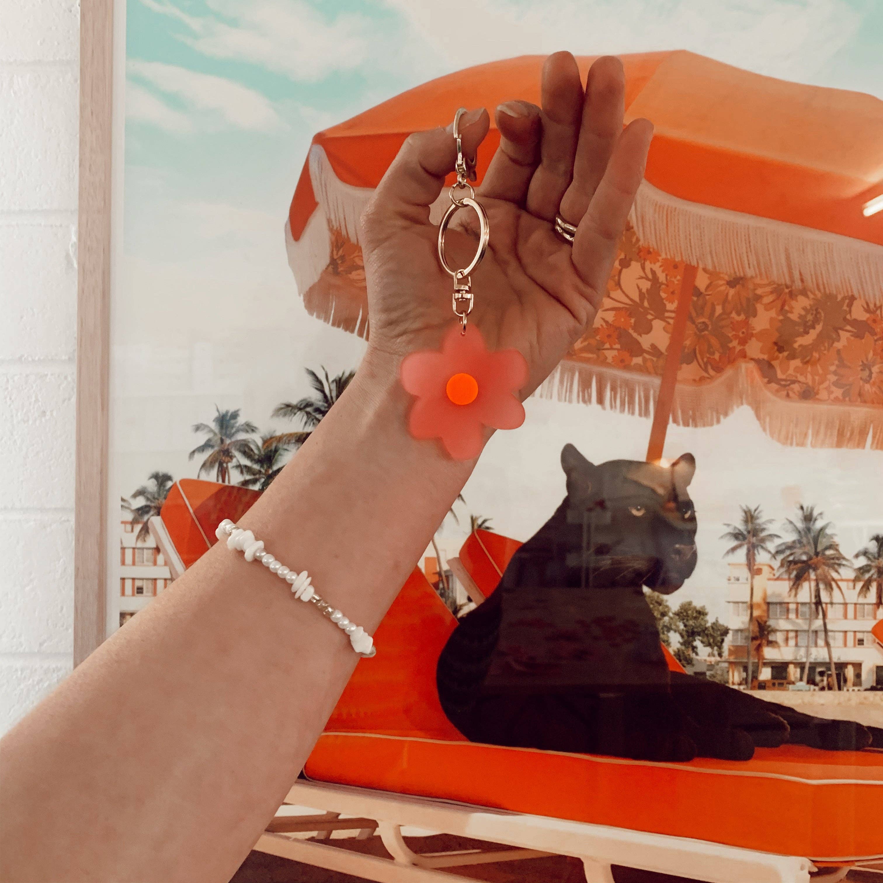 Emeldo – wholesale Nyckelringar - Dam – Blomnyckelring med valet färg3