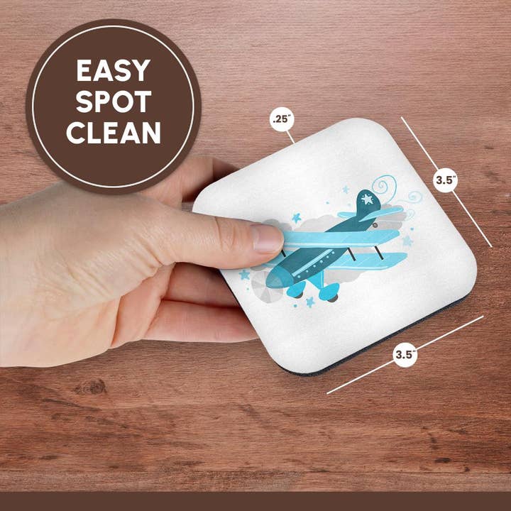 3dRose – Großhandel Untersetzer – 3dRose, Blauer Doppeldecker in den Wolken - Flugzeug, Untersetzer13