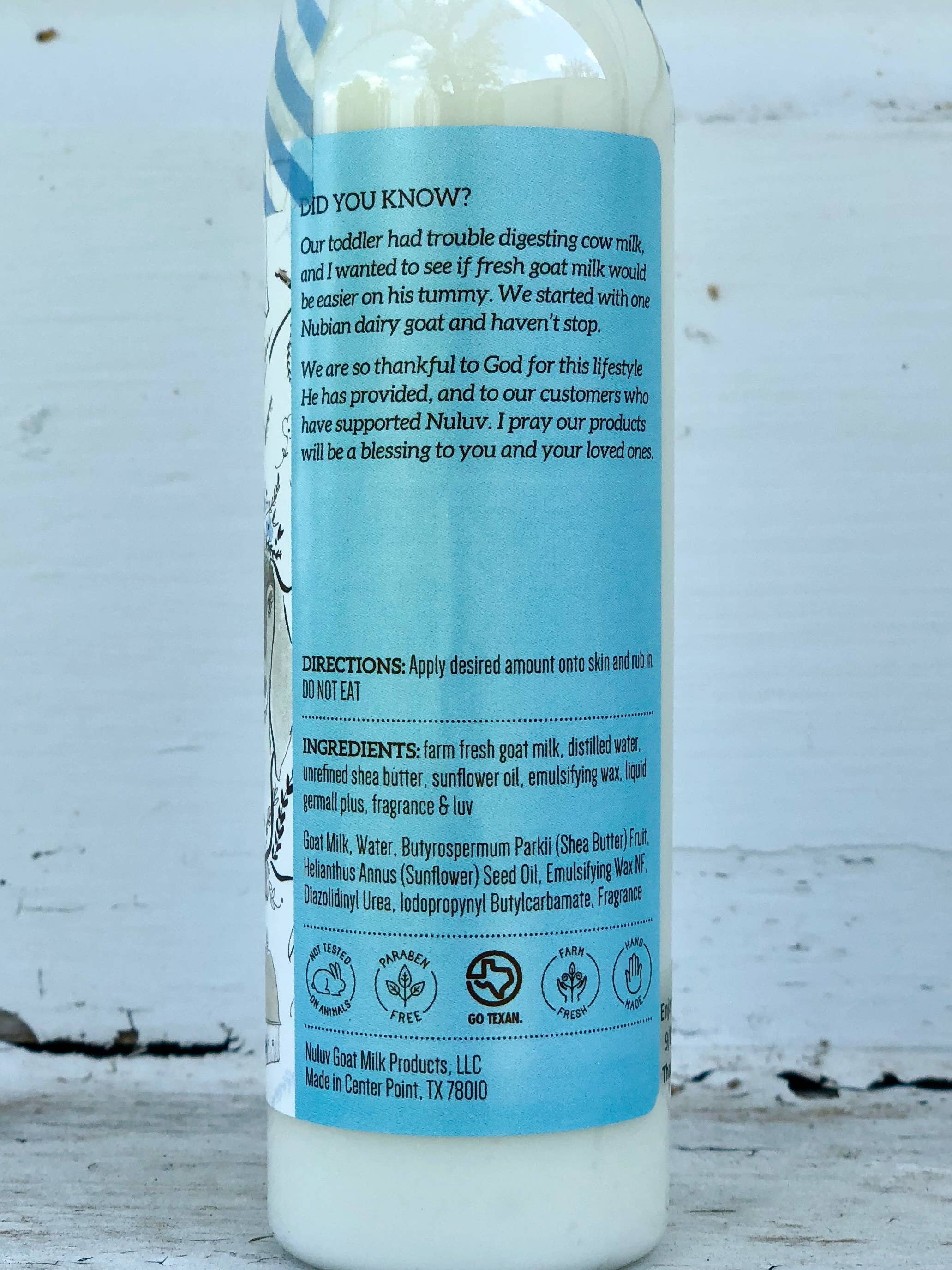 Nuluv Goat Milk Products - Wholesale Body Cream/Lotion - Nuluv Goat Milk Lotion 6-oz Pump8