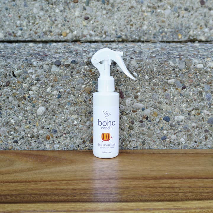 spray de quarto e linho bourbon trail por atacado de boho candle. concrete candles