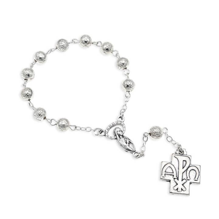 Rosary One Decade, perles en forme de bouton de rose en métal poli pour la vente par RM Trading