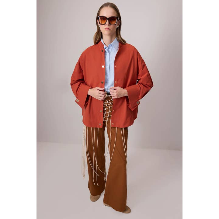 Snap Button Jacket with Wide Cuff Detail - Cotton Blend
 and other Purchase Wholesale jupe reversible. Free Returns & Net 60 Terms on Faire trending on Faire.