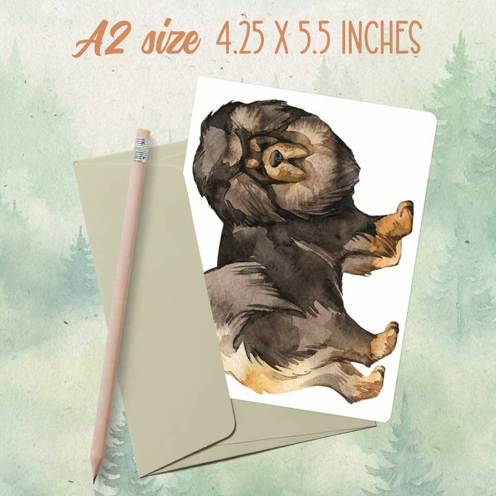 Handmade tibetan mastiff dog greeting card for wholesale by Soul Familiar