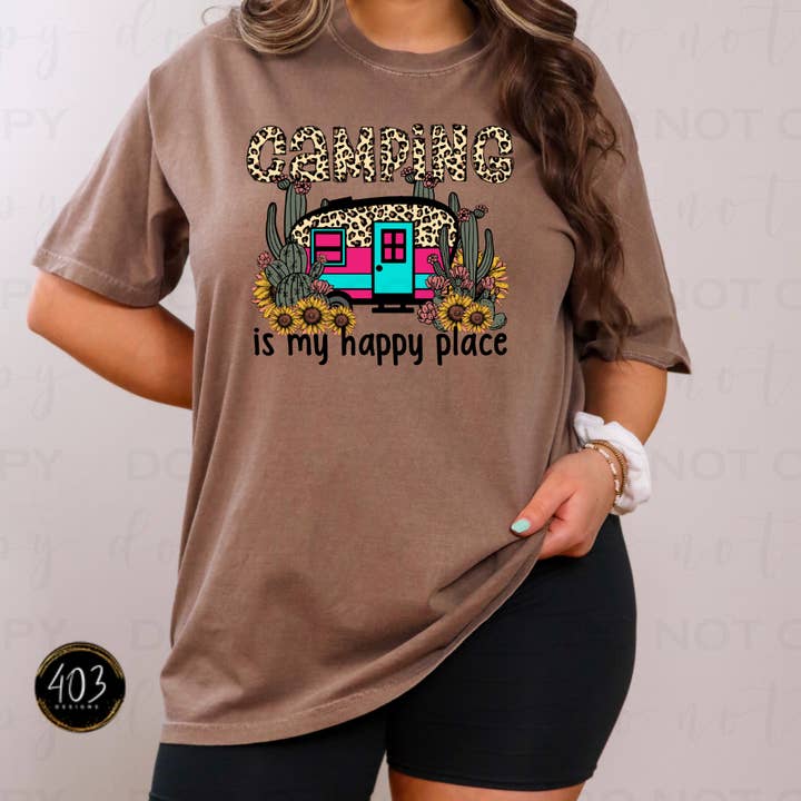 Camping Is My Happy Place DTF Transfer for wholesale by 403 Designs