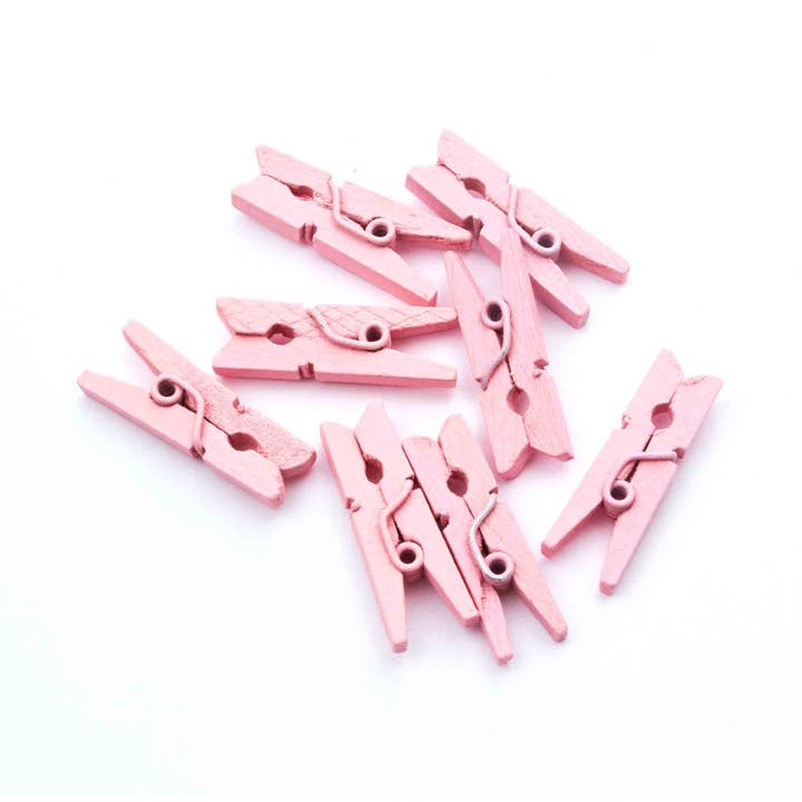 Wood Clothespins 50pc/bag - Pink for wholesale on Faire