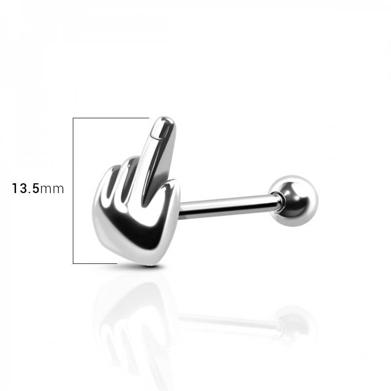STAHL — 14 GA (1,6 MM) — 5/8 ZOLL (16 MM) — 5 MM MITTELFINGER HOCH F**X YOU END 316L CHIRURGISCHER STAHL LANGHANTEL für den Großhandel auf Faire1