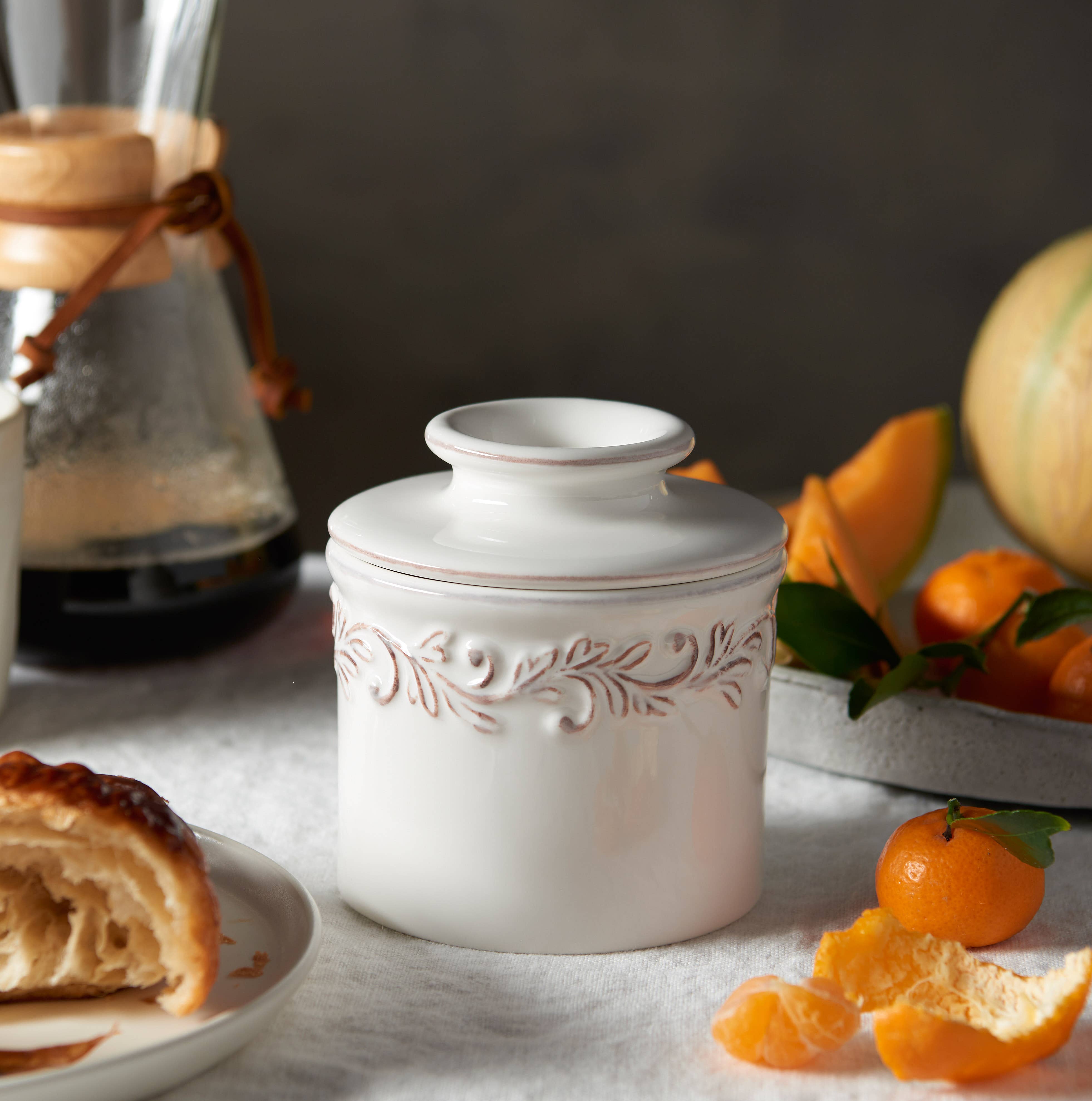 The Original Butter Bell® Crock - Venta al por mayor Platos para mantequilla - Vasija The Original Butter Bell®, lino blanco envejecido4