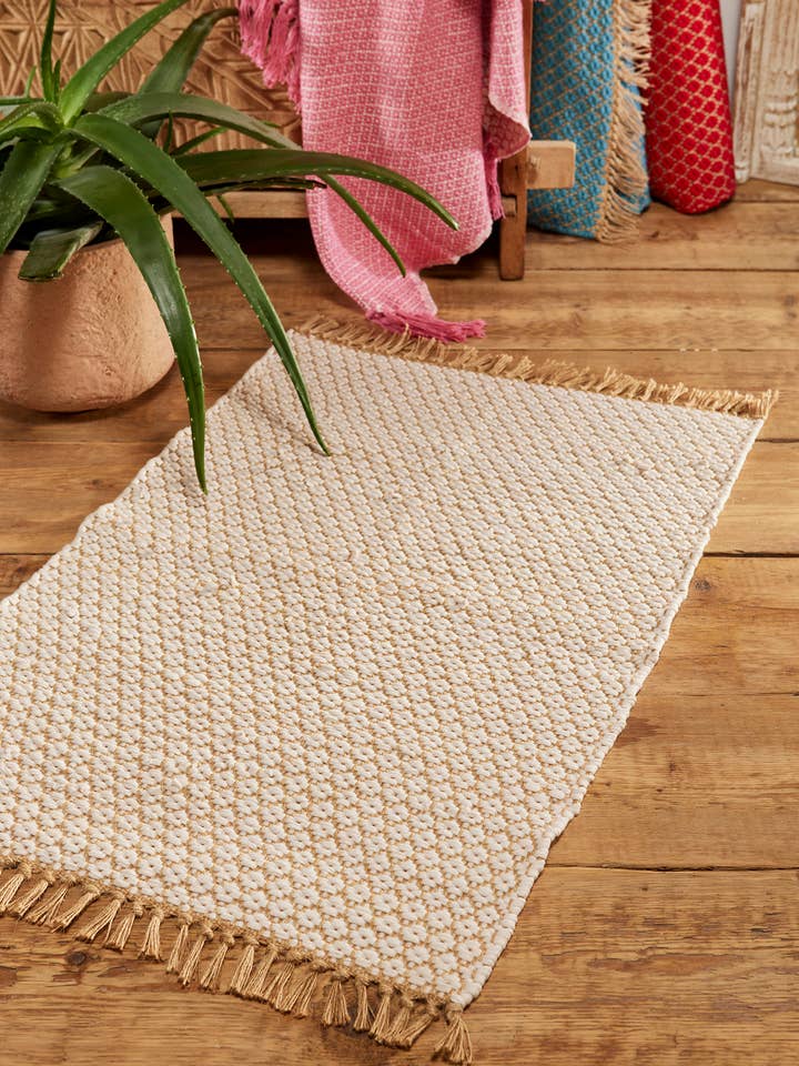 Rosalie Jute & Recycled Cotton Handloom Rug, 60 X 90cm for wholesale by Namaste