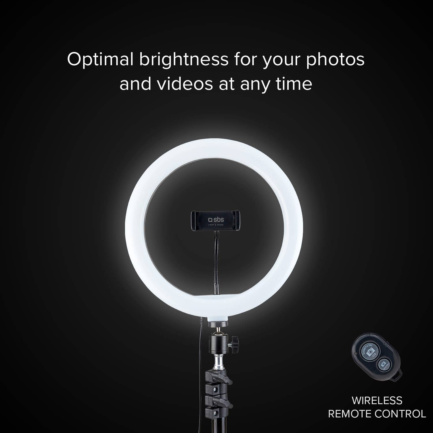 SBS - Wholesale Handheld Flashlight - Selfie Ring Light With Extendable Tripod2