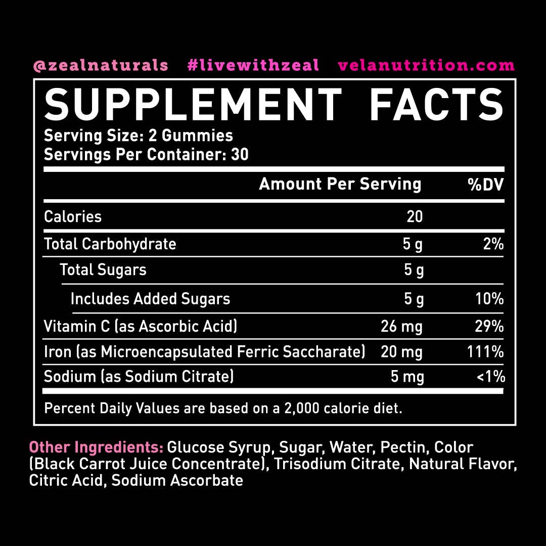 Zeal Naturals – wholesale Oral supplement/vitamin – Iron Gummies with Vitamin C2
