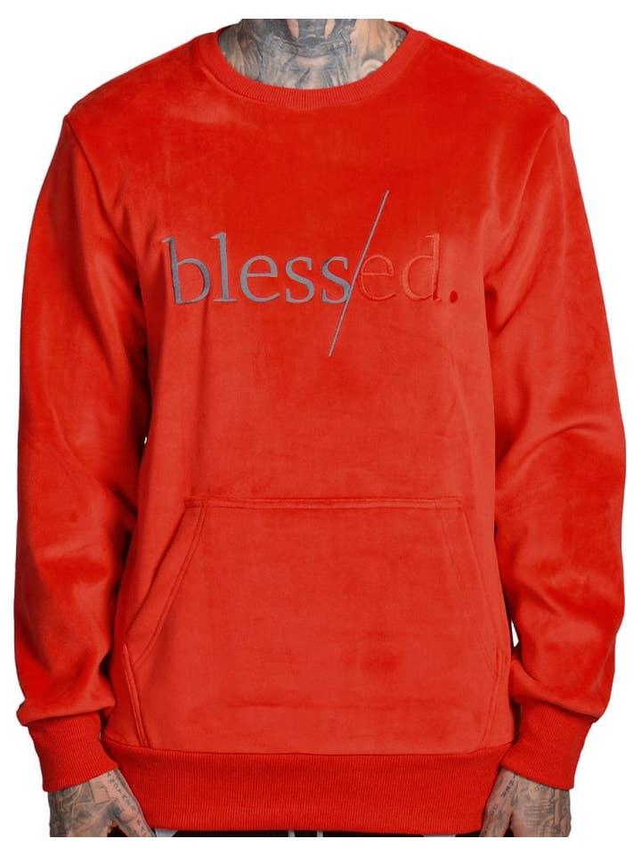 Trini Red Jersey de cuello redondo Blessed Velour de venta al por mayor en Faire