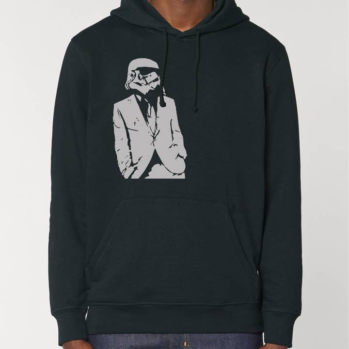 Felpa con cappuccio unisex Suited Vader per la vendita all'ingrosso da parte di Meeplings | Handmade in Berlin