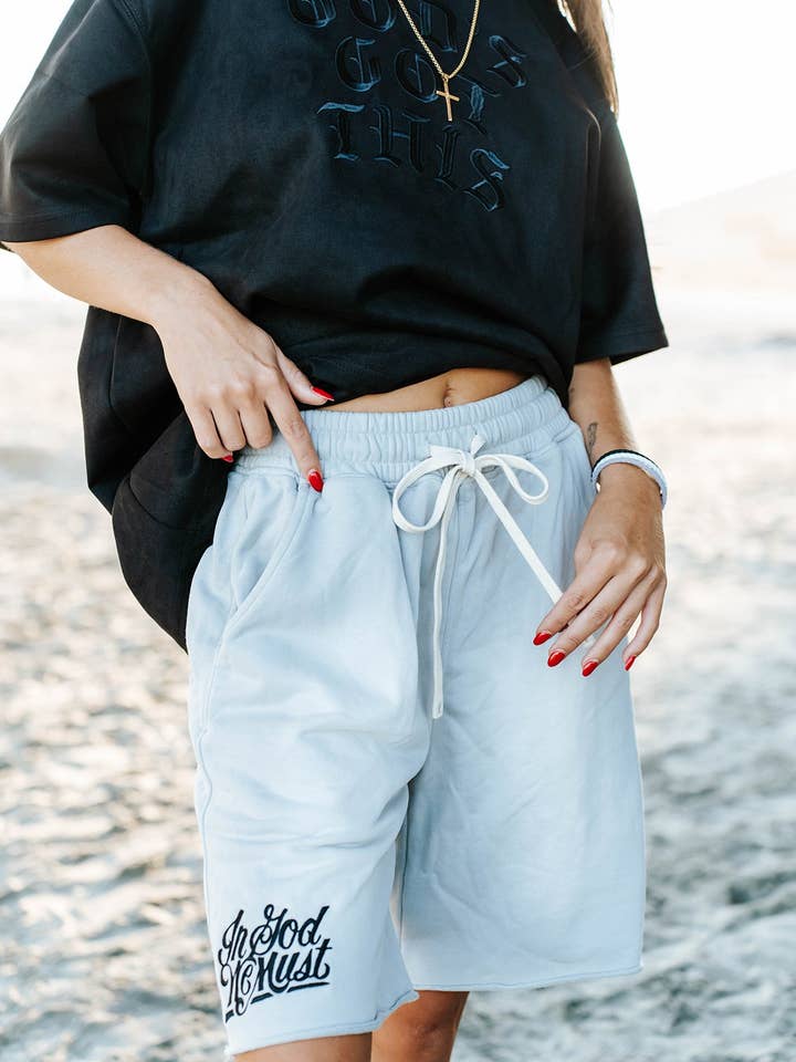 Vintage Washed Heavyweight Shorts- Gray for wholesale by In God We Must