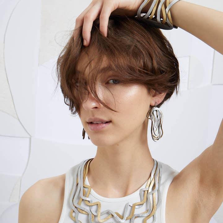 Curves Duo Necklace - Silver / Gold for wholesale on Faire3