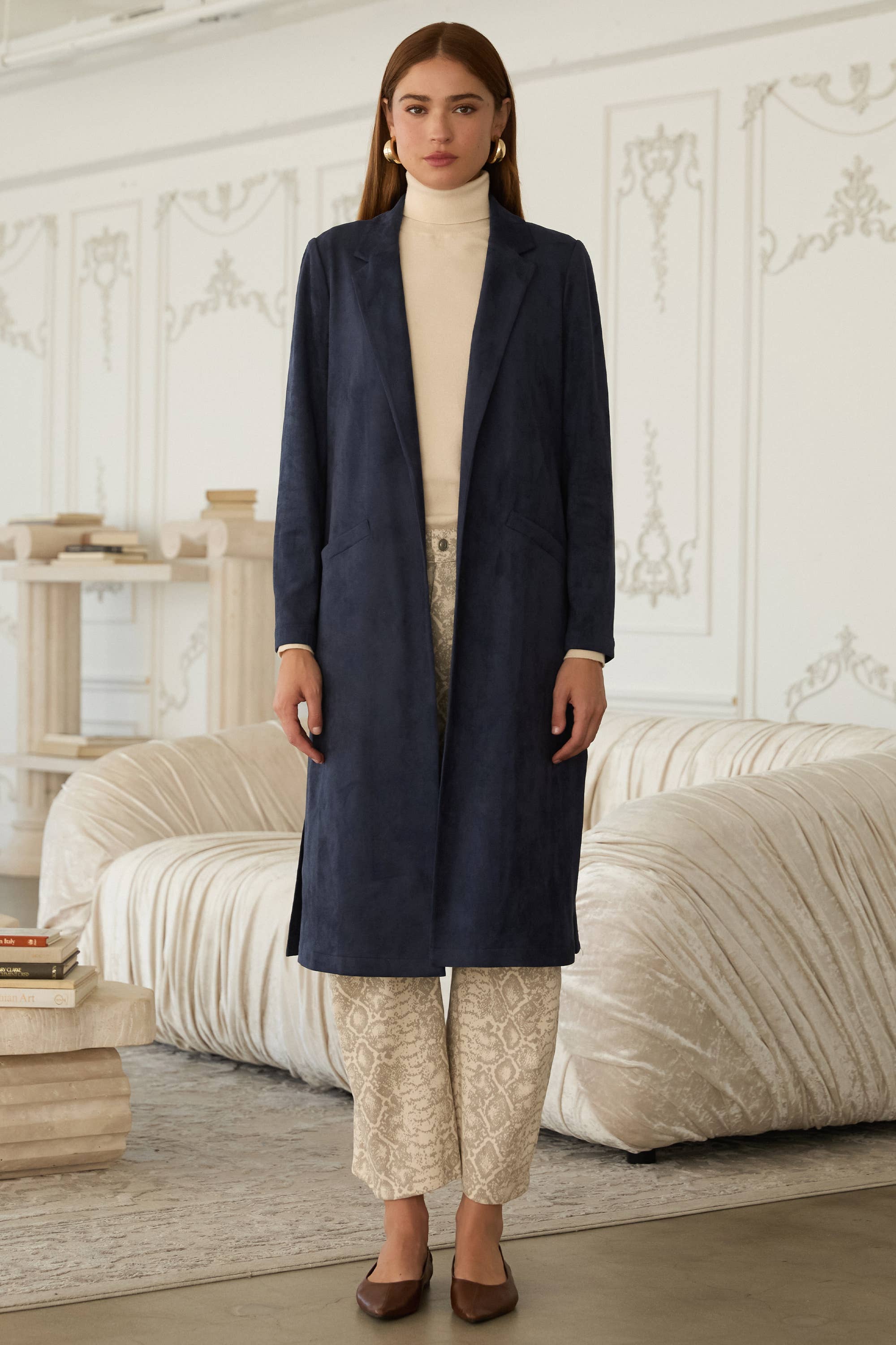 SKIES ARE BLUE - Wholesale Coat - Women's - Faux Suede Duster7