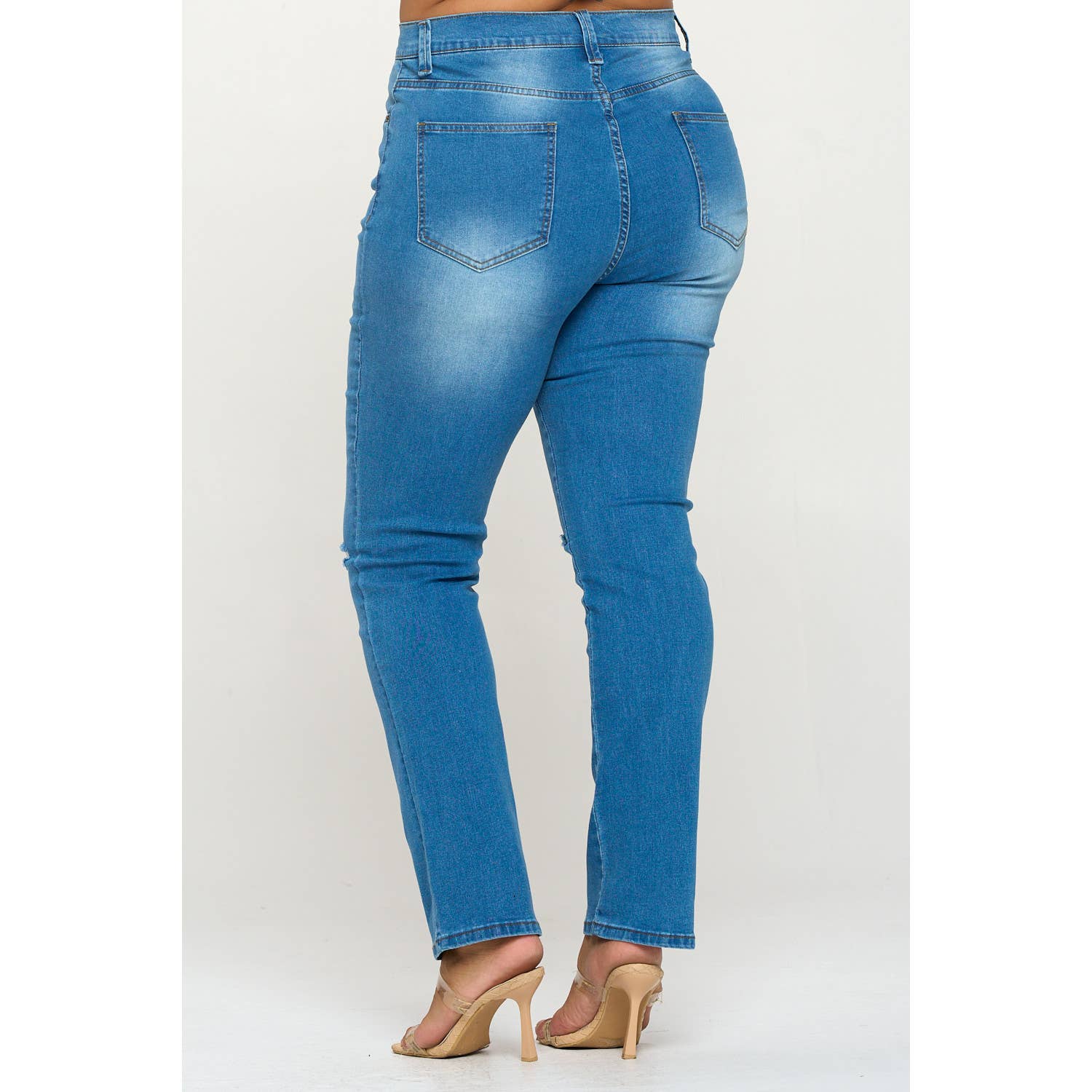 Blue Turtle - Wholesale Jeans - Women's - Plus Size Slit Knee High Waist Jean Light DH2025X7