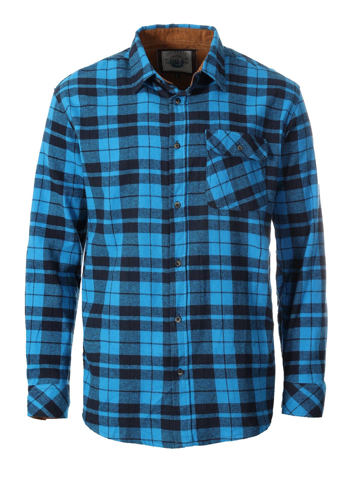 b-one inc - Wholesale Button Down Shirt - Men's - Men's Flannel Button Up Shirt with Corduroy Contrast GB-LS94FC8