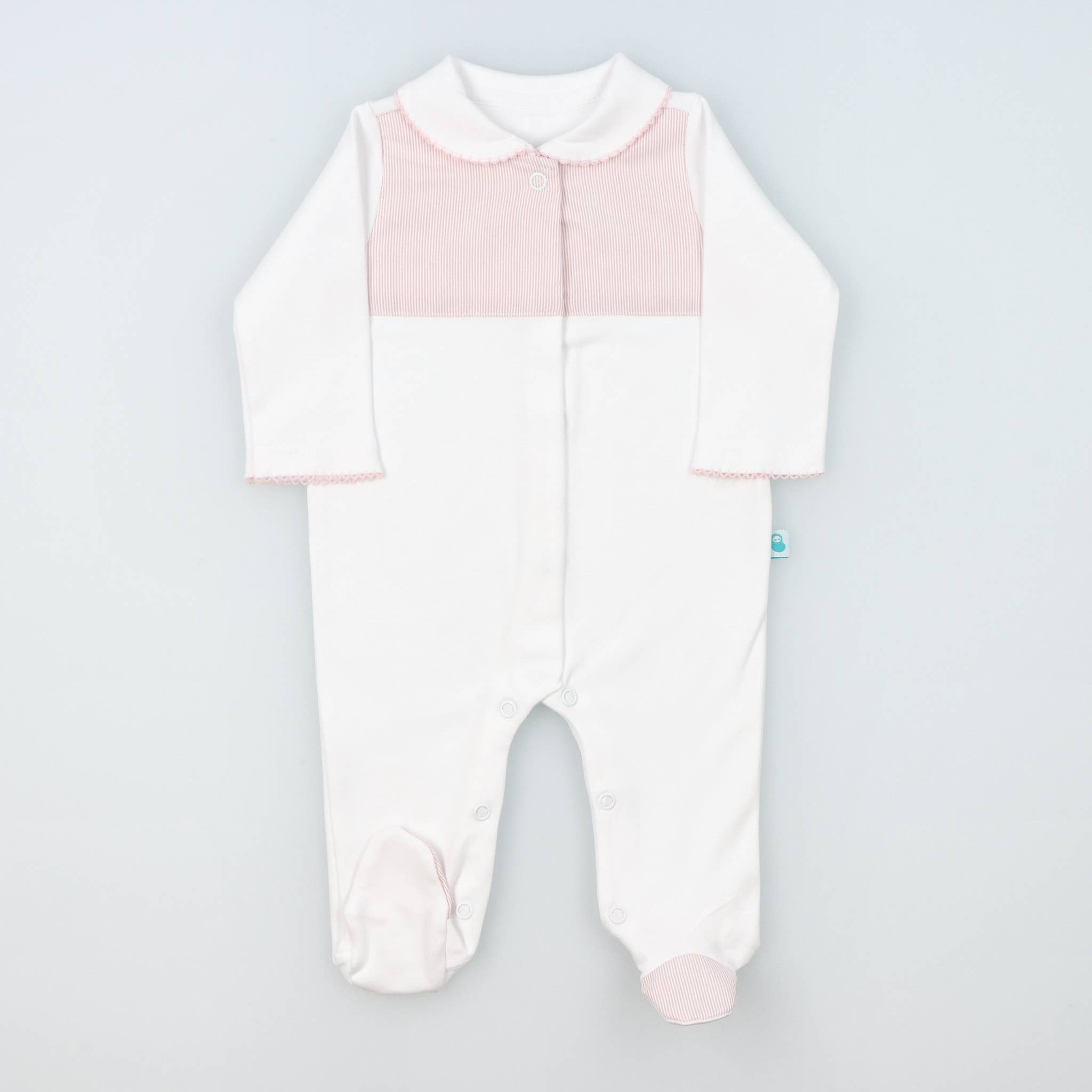 Bean Baby Clothes – wholesale Jumpsuit – Baby – Cotton BabyGrow with Striped Collar, Chest, and Feet5