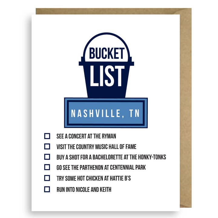 Nashville Bucket Liste for engroshandel hos Second Story Cards