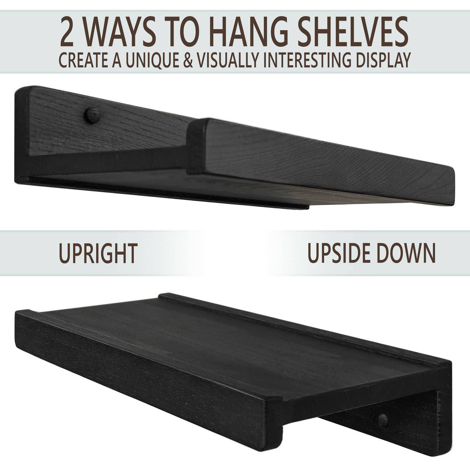 Wood Wedge - Vente Étagères murales - Étagères murales flottantes en frêne naturel avec rebord, lot de 2, 91 cm6