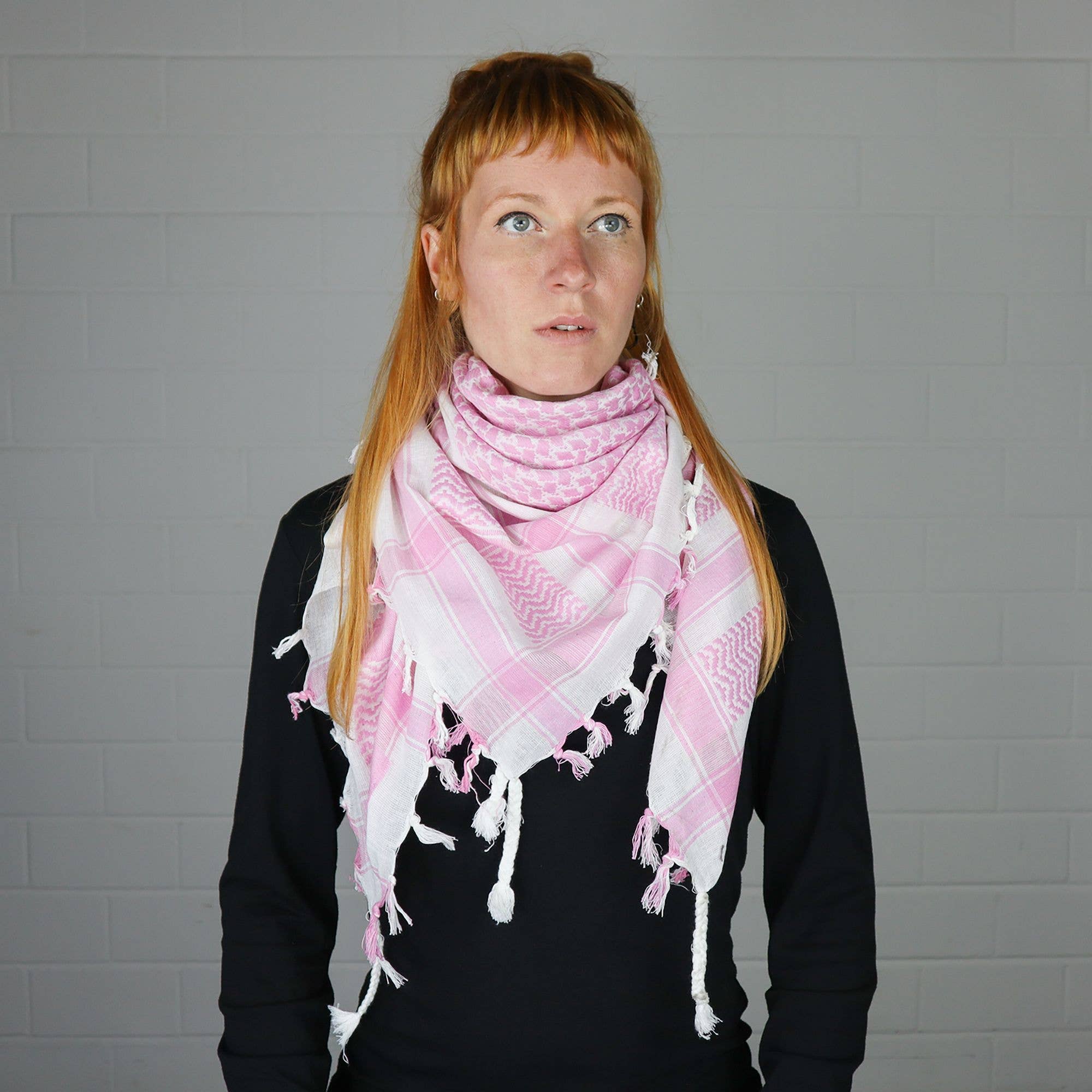 Tribal Trade GmbH - Wholesale Scarf - Unisex - Palituch - White - Pink - Kufiya PLO towel5