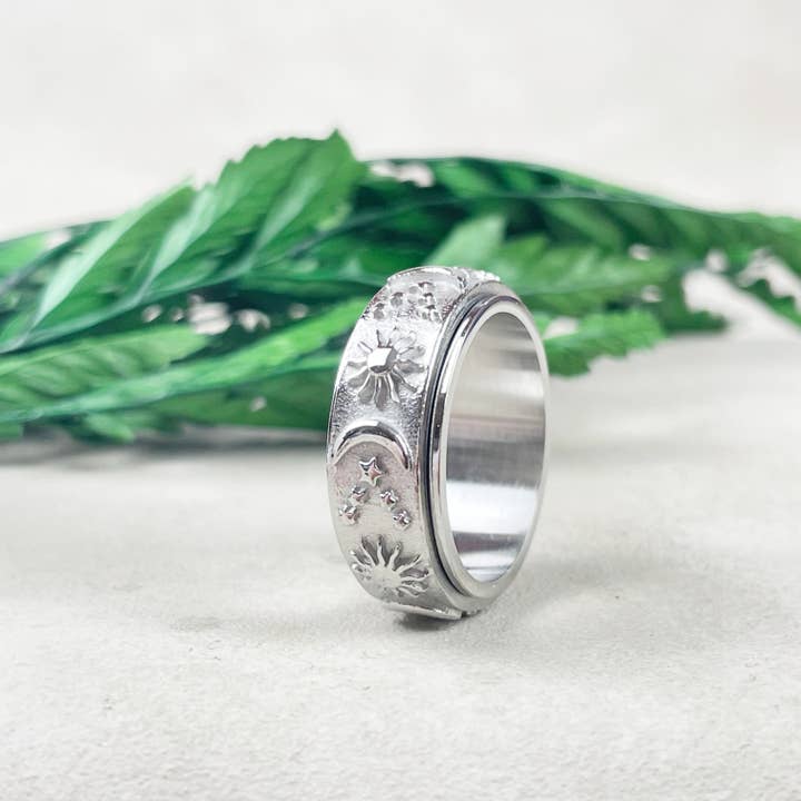 Ewelina Pas Jewelry - Wholesale Band/Stacked Ring - Celestial Stainless Steel Spinner Band Ring1