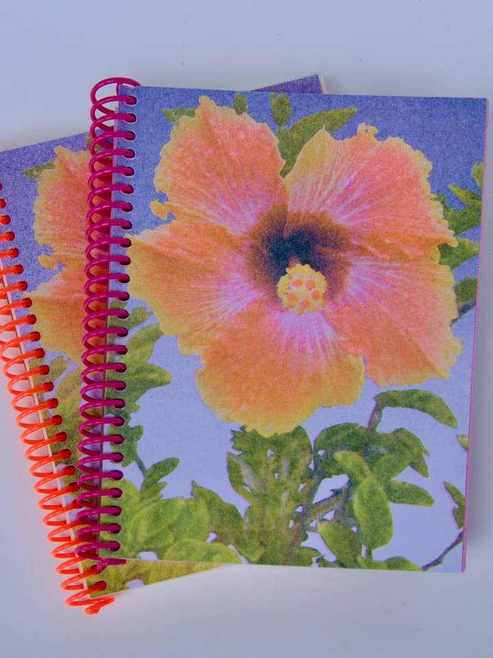 Hibiscus Spiral Bound Riso Lined Notebook for wholesale by Pencil Urchin Press LLC