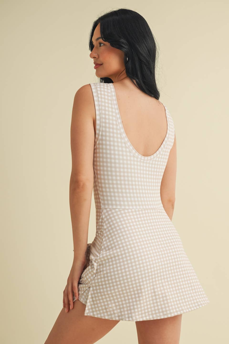 KIMBERLY C - Wholesale Athletic Dress - Women's - Gingham Print Sleeveless Wrap Tie Front Dress 50