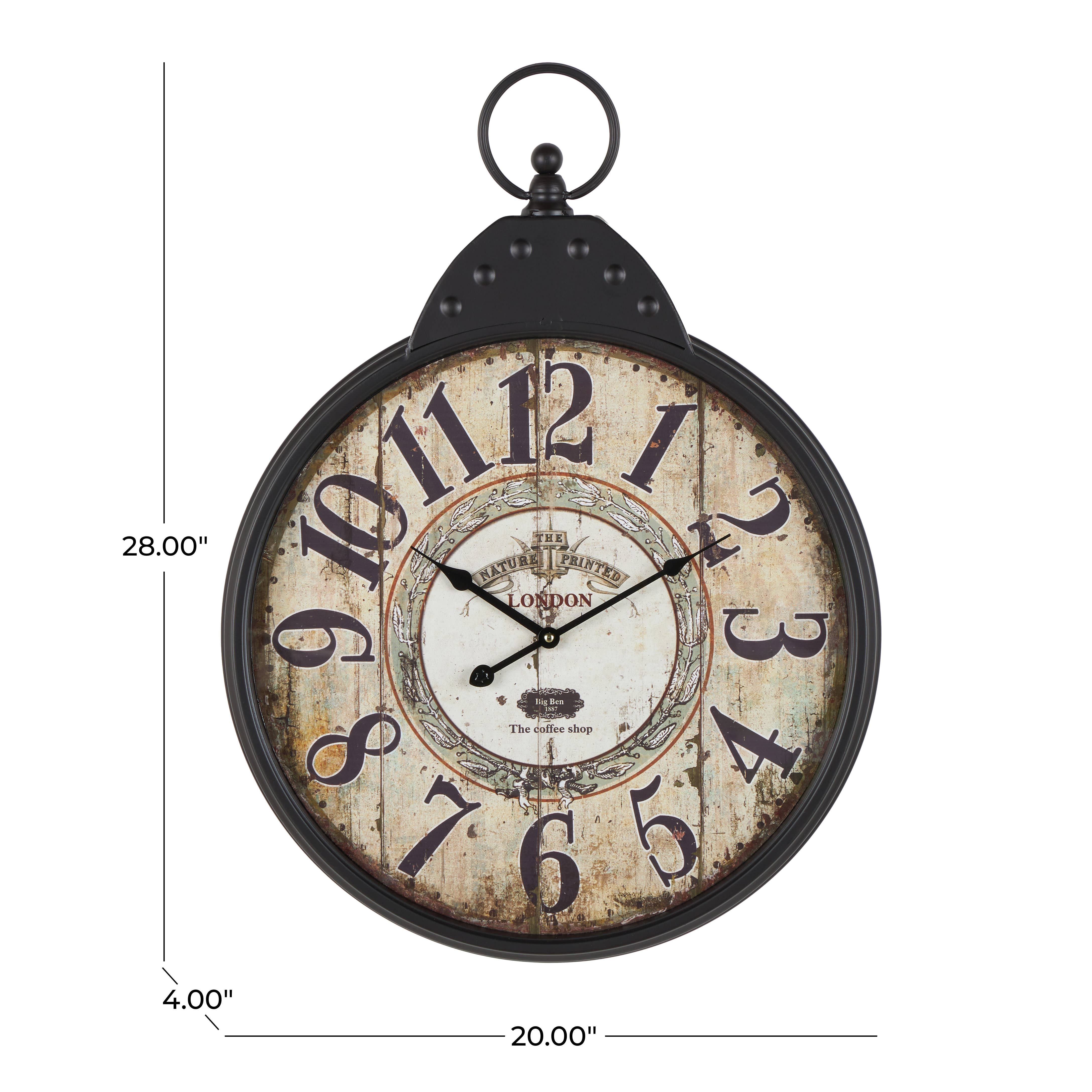 Import Corner - Wholesale Wall Clock - A-92217: METAL WALL CLOCK 20"W, 28"H2