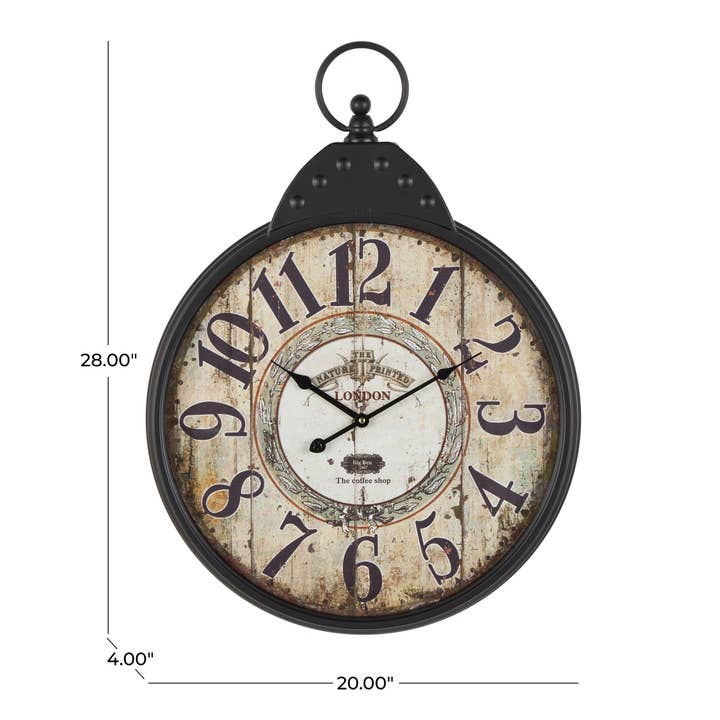 Import Corner - Wholesale Wall Clock - A-92217: METAL WALL CLOCK 20"W, 28"H2