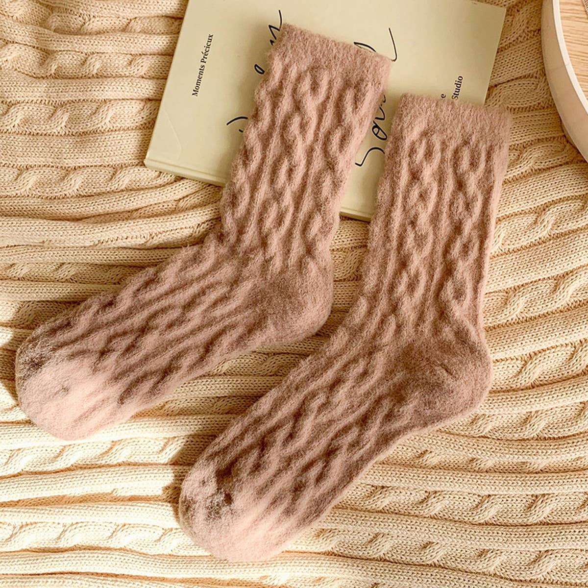 ACCITY - Wholesale Socks - Women's - Cable Knit Socks Women Candy Color Winter Warm_CWMS028831