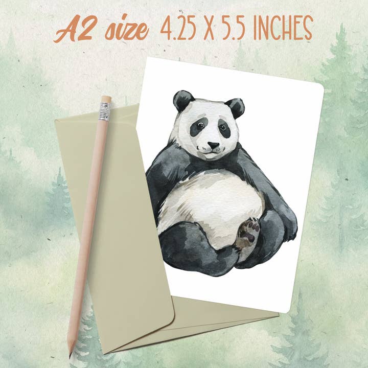 Handmade panda greeting card for wholesale by Soul Familiar