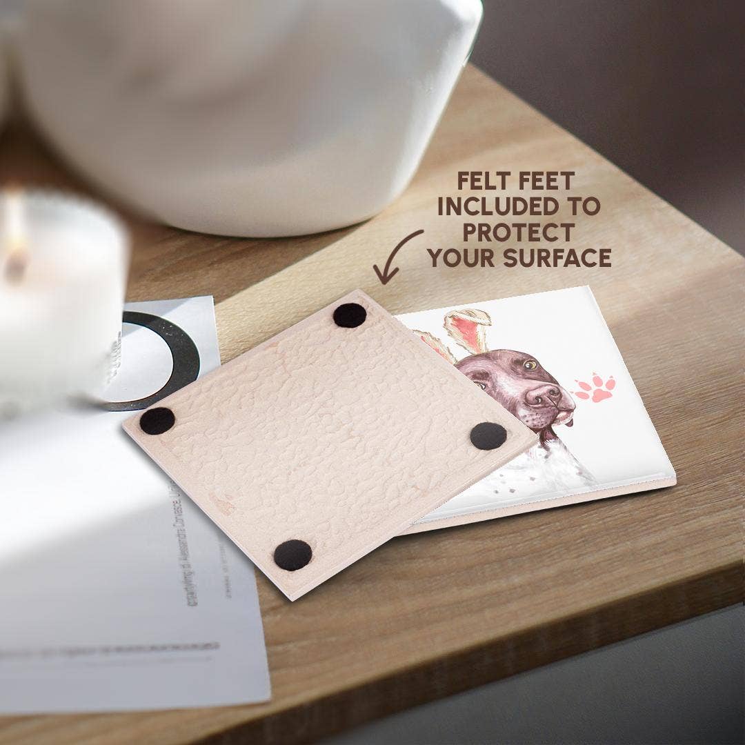 3dRose - Wholesale Coasters - 3dRose, German Shorthaired Pointer Dog in Pink Bunny Ears for Easter, Coaster3