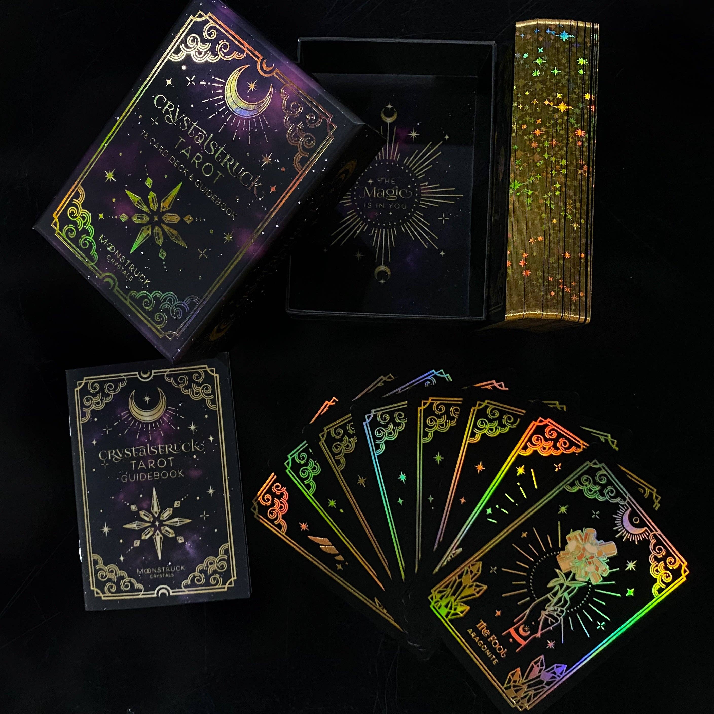 Moonstruck Crystals – wholesale Tarot cards – GOLD Crystalstruck Tarot© Card Deck6