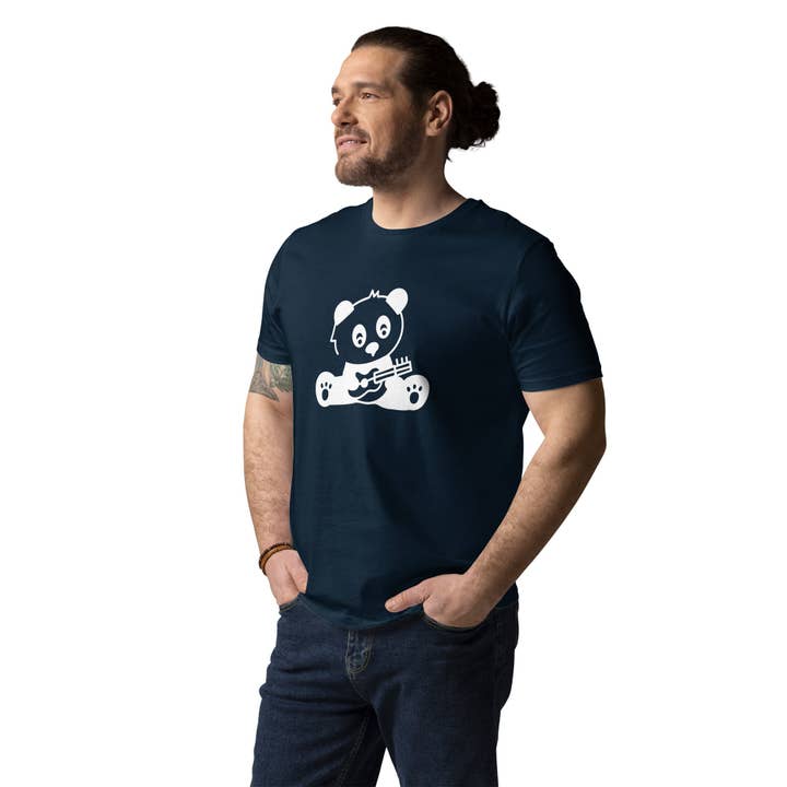 Panda Playing Guitar Unisex organic cotton essential t-shirt for wholesale by Lady Liberty & Co.