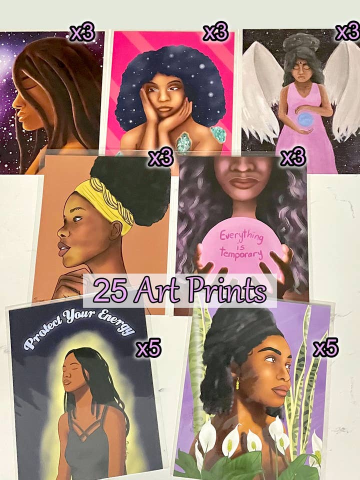 Pacote Inicial de Impressões de Arte "Magia de Menina Negra" - 25 Impressões de Arte por atacado de Morgan Cerese Art